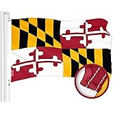G128 Maryland State Flag | 3x5 Ft | ToughWeave Series Embroidered 300D Polyester | Embroidered and Sewn Design, Indoor/Outdoor, Brass Grommets