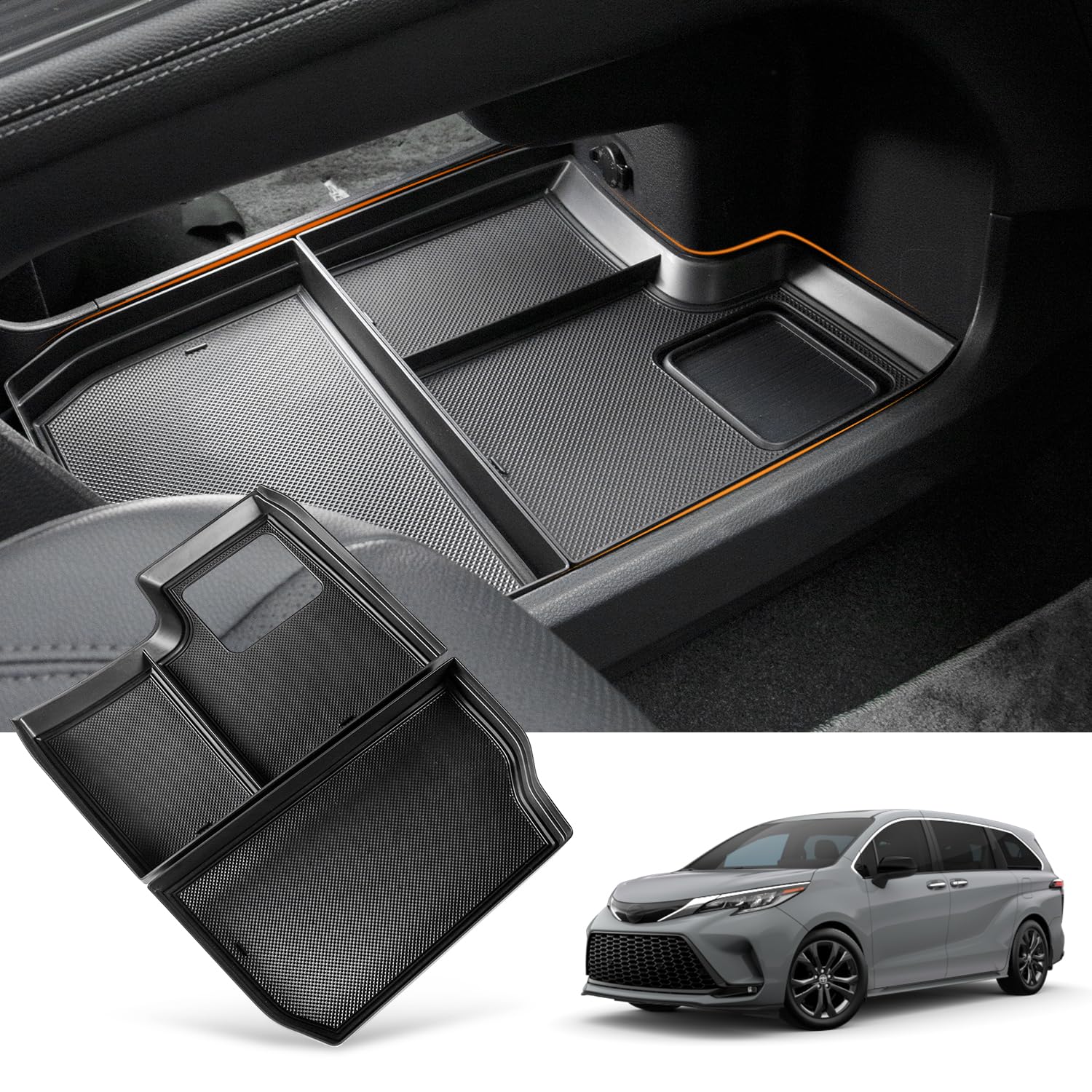 Photo 1 of JYCDC Center Console Organizer Tray Compatible with 2021-2025 Toyota Sienna,Armrest Box Secondary Storage Tray Coin Container ABS Plastic (Large Storage Box)