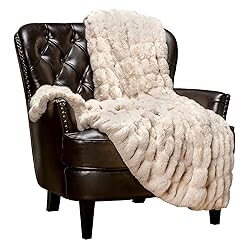 Chanasya Premium Ruched Faux Fur Throw Blanket