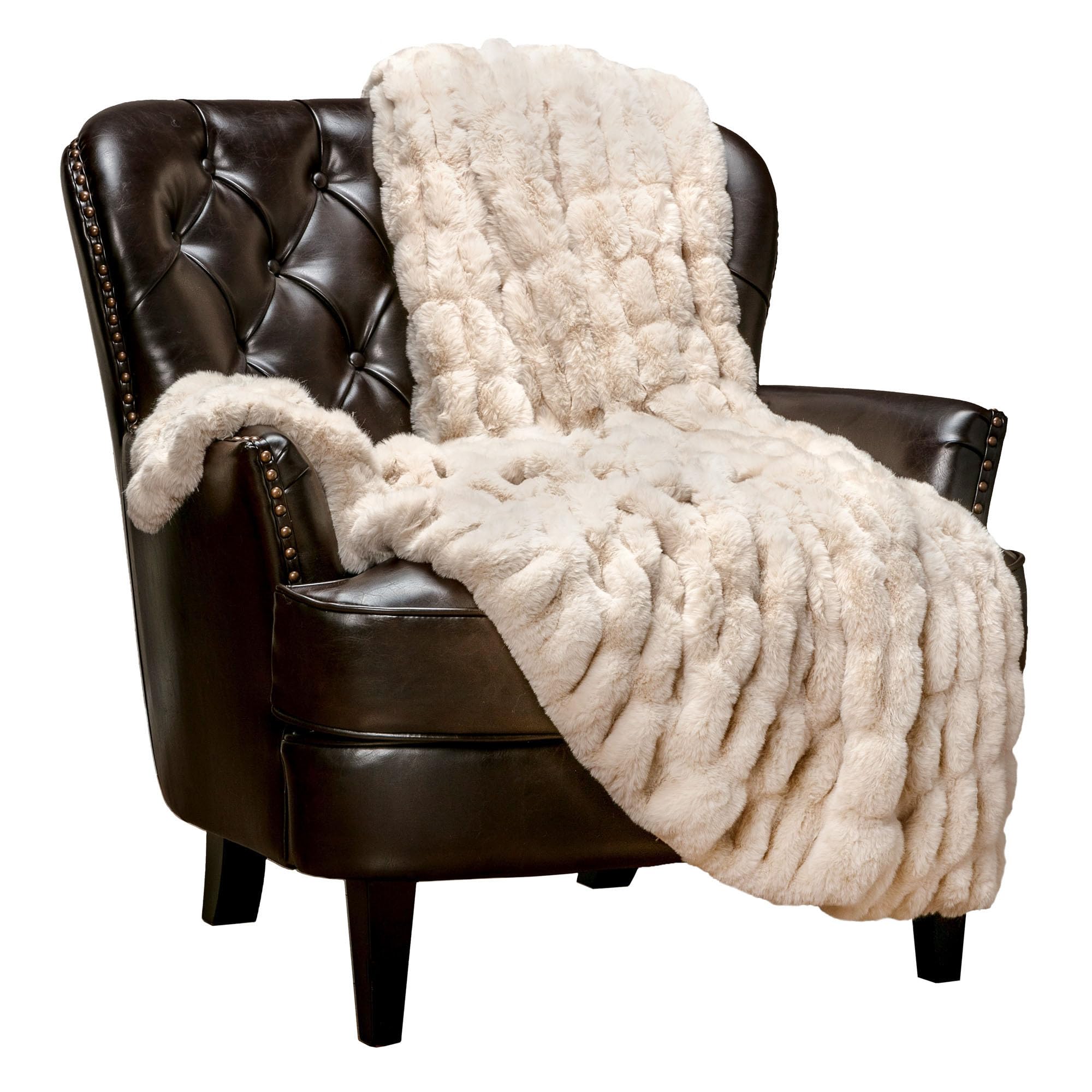 Chanasya Premium Ruched Faux Fur Throw Blanket