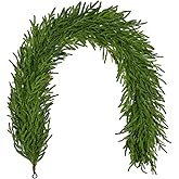 Hollyone 6FT Norfolk Pine Garland Real Touch Winter Pine Garland Faux Christmas Garlands Artificial Greenery Plant for Table Fireplace Mantle Wall Indoor Outdoor Mantle Holiday Christmas Home Decor