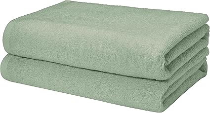 Amazon Com Amazon Basics Quick Dry Luxurious Soft 100 Cotton Towels Seafoam Green Set Of 2 Bath Towels Home Kitchen