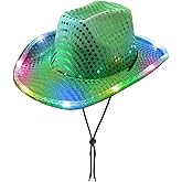 WOOH Cowboy Hat for Women,Party Cowgirl Hats Women,Colored Light Up Cowboy Hat for Halloween Costumes