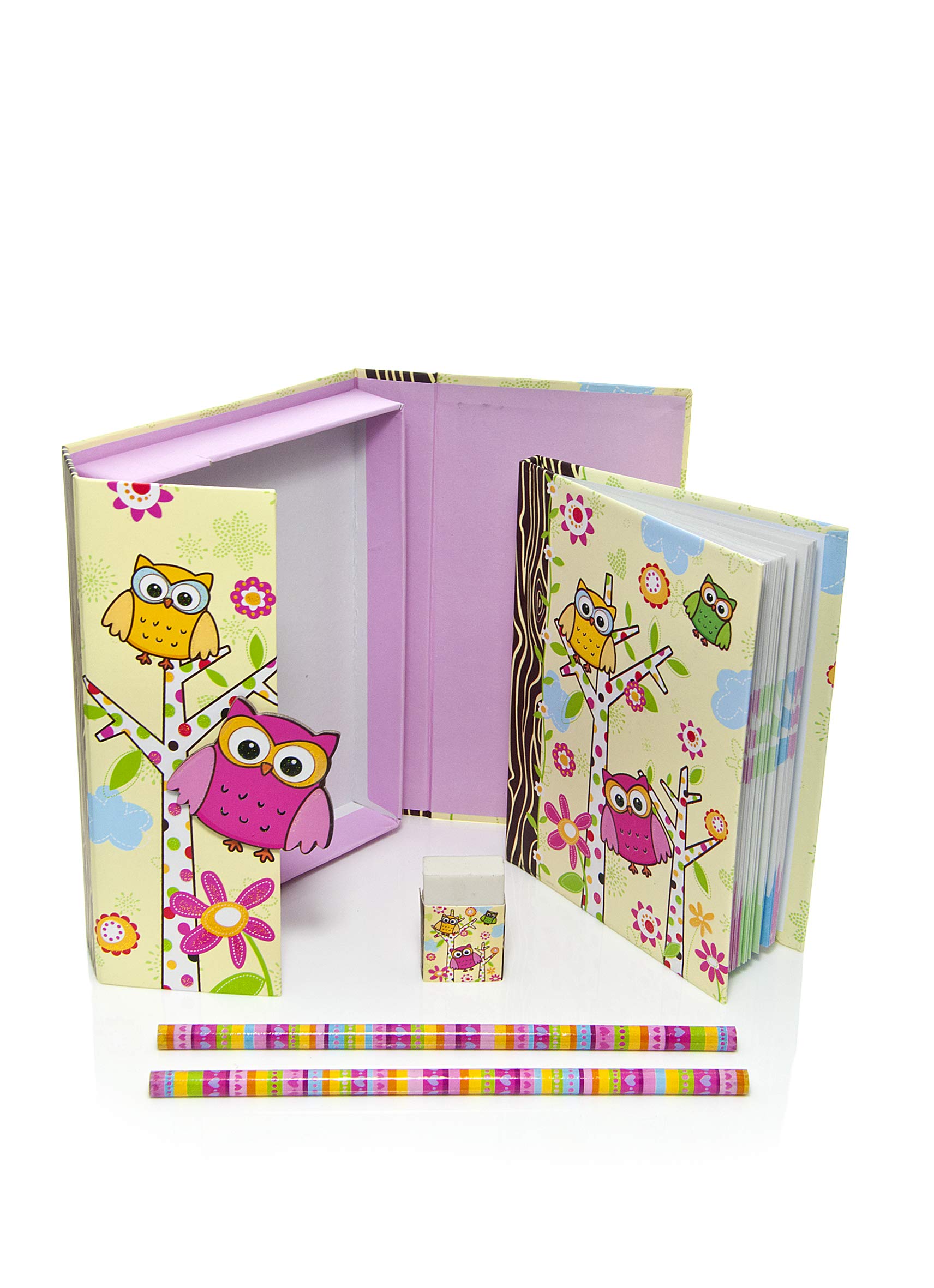 Mousehouse Gifts - Owl-Themed Kids Stationery and Notebook Set, Boxed Owl-Themed Notebook & Pencil Gift for Girls