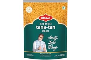 Bikaji Tana-Tan Aloo Bhujia Sev 14.11 oz (400g) | Indian Namkeen Fried Potato Noodles for Bar Snack| Spicy & Crunchy Indian Namkeen Bhujia Sev for Party Mix | Authentic aaloo Bhujia Sev for Tea-Time
