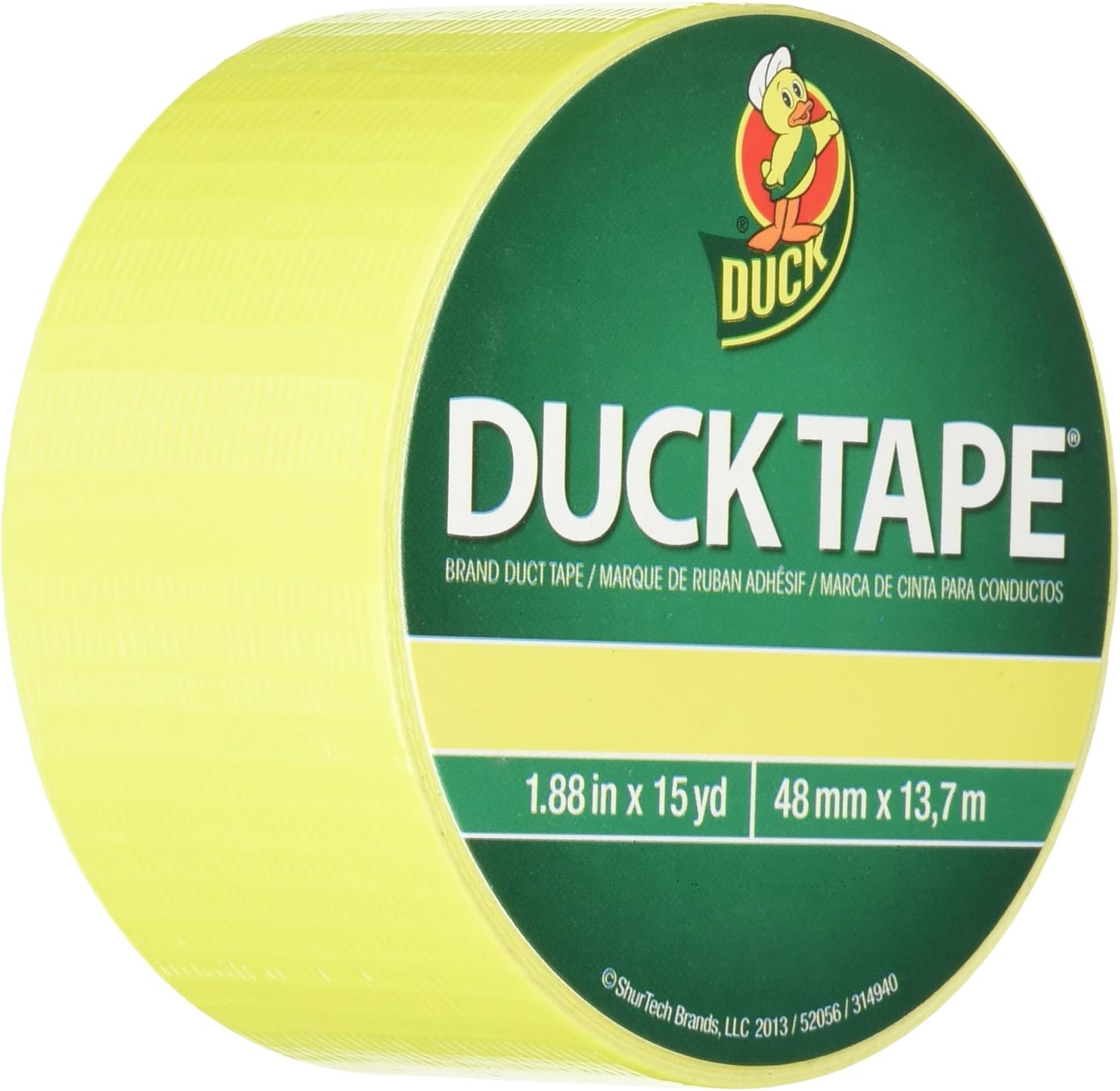 Duck Tape Colored Duct Tape, 1.88 in x 15 yd, Neon Yellow - 404015
