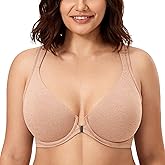 CALVENA Women's Racerback Front Closure Bra Plus Size Full Coverage Underwire Bras