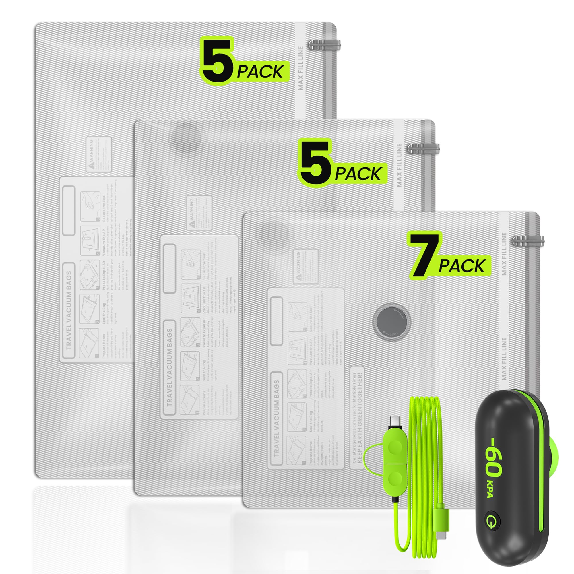 Photo 1 of (17PACK) Travel Vacuum Bags with USB Pump-Portable Vacuum Packing Seal for for Travel & Home, Vacuum Compression Packing Seal Bags for Clothes, Bedding & Seasonal Storage