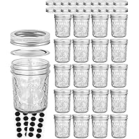 Mason Jars 6 OZ, VERONES 20 PACK 6oz Mason jars Canning Jars Jelly Jars With Lids, Ideal for Jam, Honey, Wedding Favors…