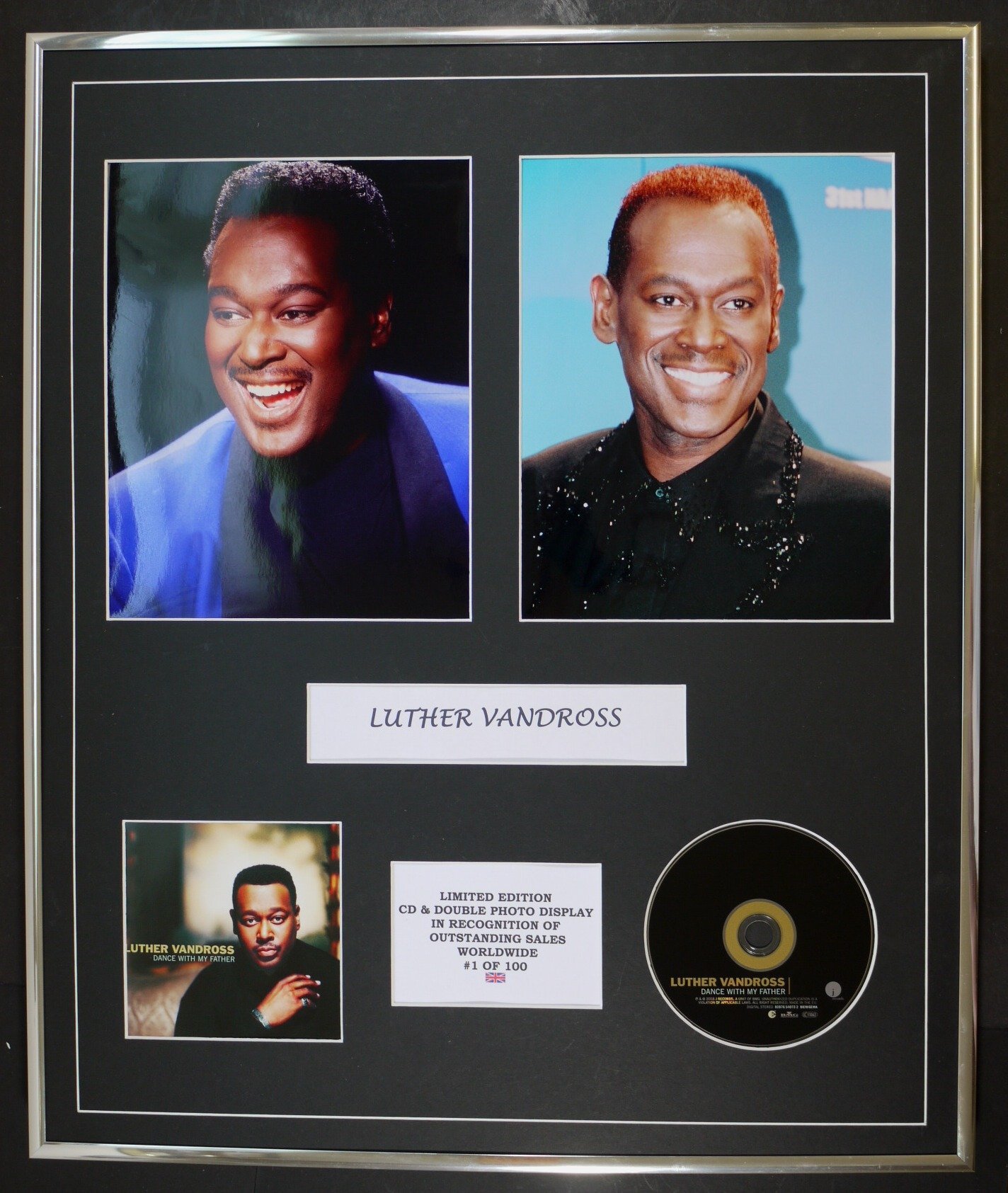 LUTHER VANDROSS/CD & DOUBLE PHOTO DISPLAY/LTD. EDITION/COA/DANCE WITH MY FATHER