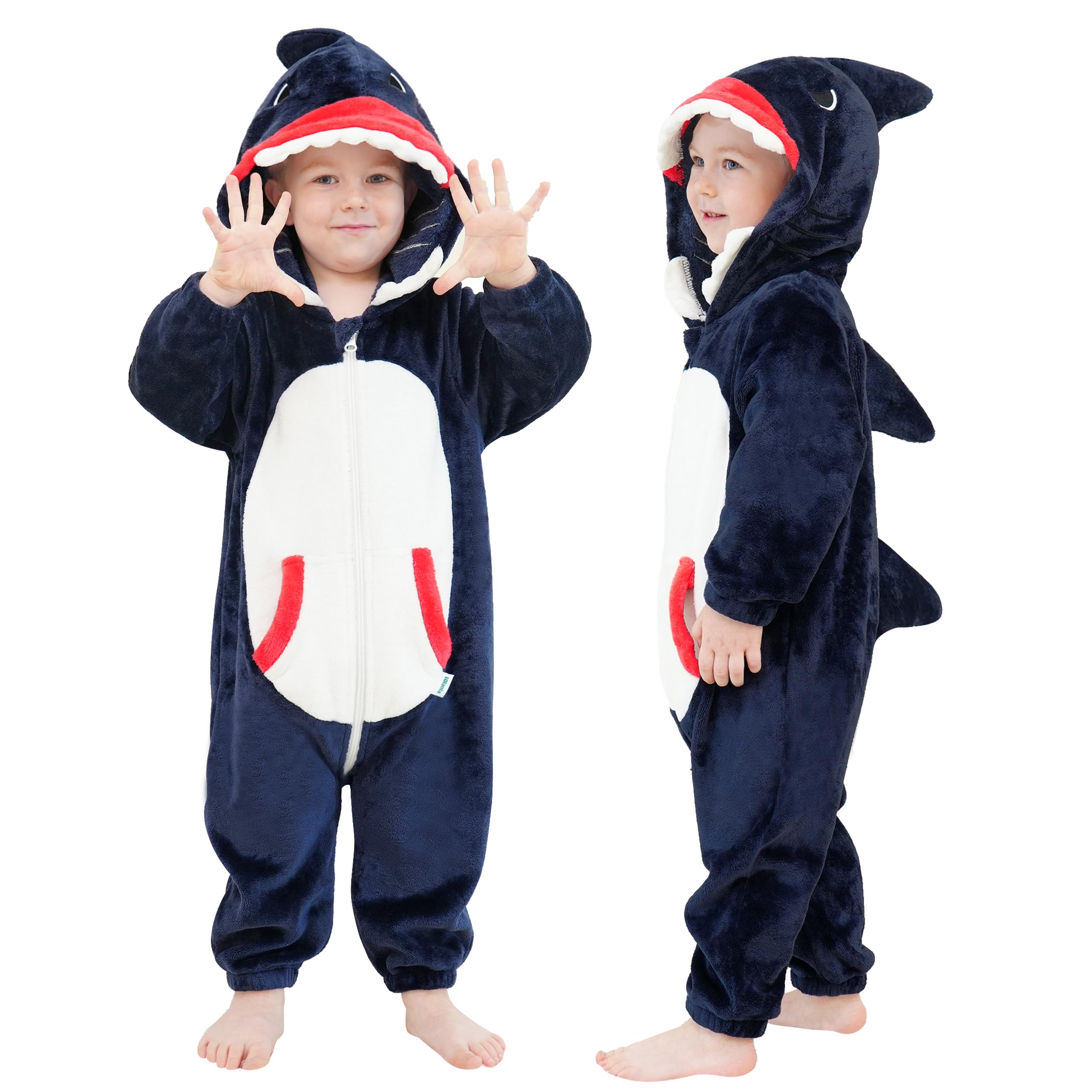 LOLANTA Unisex Baby Shark Costume, Toddler One-Piece Hooded Animal Fancy Dress Romper, 3-4 Years,Tag 110