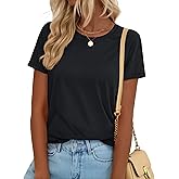 YUCOLEN T Shirts for Women Short Sleeve Crewneck Cotton Tops Summer UPF 50+ Casual Breathable Basic Tee Tshirt