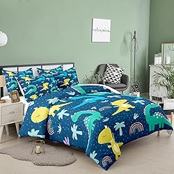 NINENINE Dark Blue Dinosaur Comforter Sets,Full