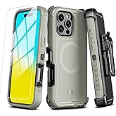 M MYBAT PRO Maverick Series for iPhone 16 Pro Max Case with Belt Clip Holster,Compatible with Magsafe w/Screen Protector,Anti-Drop,Shockproof,360°Rotating Kickstand,Heavy Duty Protection