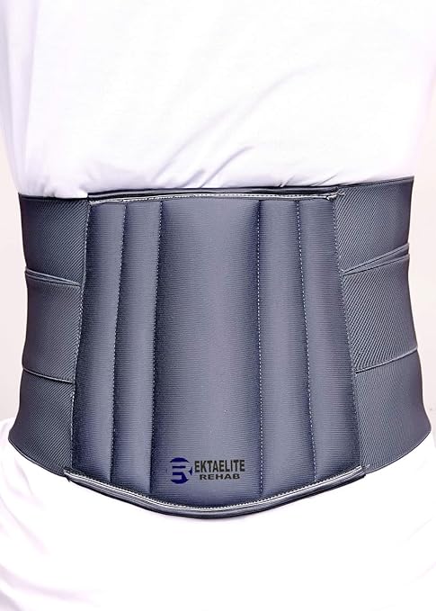 EKTAELITE Rehab Premium Lumbo Sacral Belt/Lower Back Brace Support/Lumbar Sacro Belt for Back Support and Enhance Back Posture For Men & Women (Small (28-32 Inches), Grey)