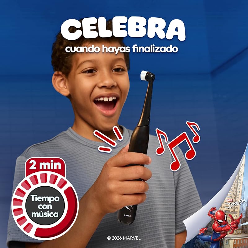 iO Kids Marvel Spiderman Cepillo de Dientes Eléctrico, Niños +6 Años