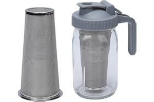 Elvaesther 32OZ Cold Brew Coffee Maker No Leaks Mason Jar Pitcher with Lid Spout for Coffee Ice Tea Lemonade Cold Brew Gray S