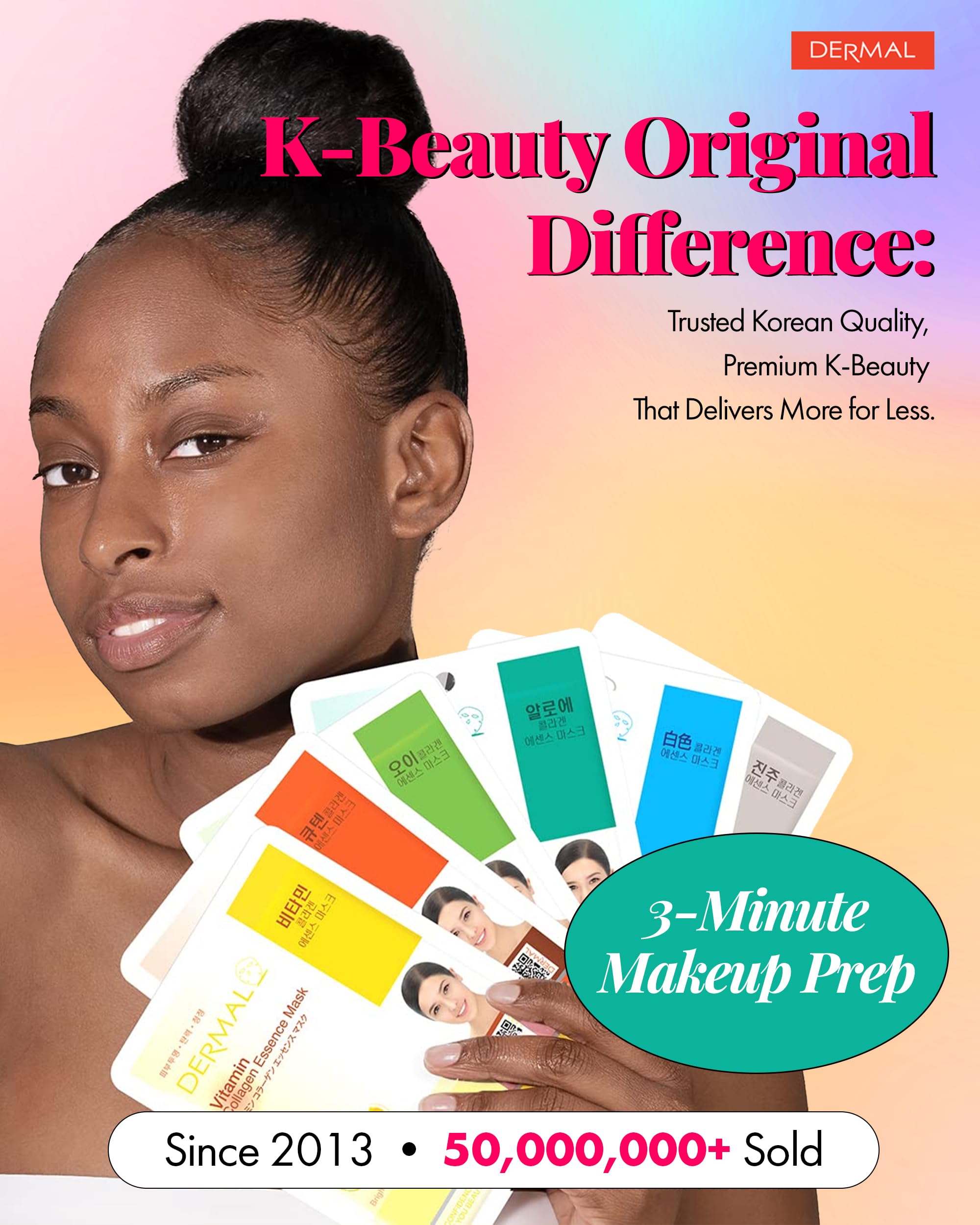 DERMAL 24 Combo Pack Made in Korea Facial Mask – 20+ Years of K-Beauty Experience, Premium Quality Korean Sheet Masks for Daily Skincare Routine