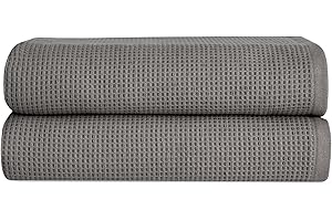 Cozy Earth Waffle Bath Sheets - 60% Cotton 40% Viscose from Bamboo Bath Sheets 40 x 65 Inches - Soft & Absorbent Terry, Reversible Mini Textured Waffle & Weave Pattern - 2 Pack