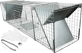 Große Waschbärfalle 120 cm I Marderfalle mit viel Zubehör I einfacher Fang I Wetterfeste, robuste XXL Falle I Lebendfallen mit 2 Eingängen Marder, Katzen I Lebend Marderfallen Katzenfalle Fuchsfalle