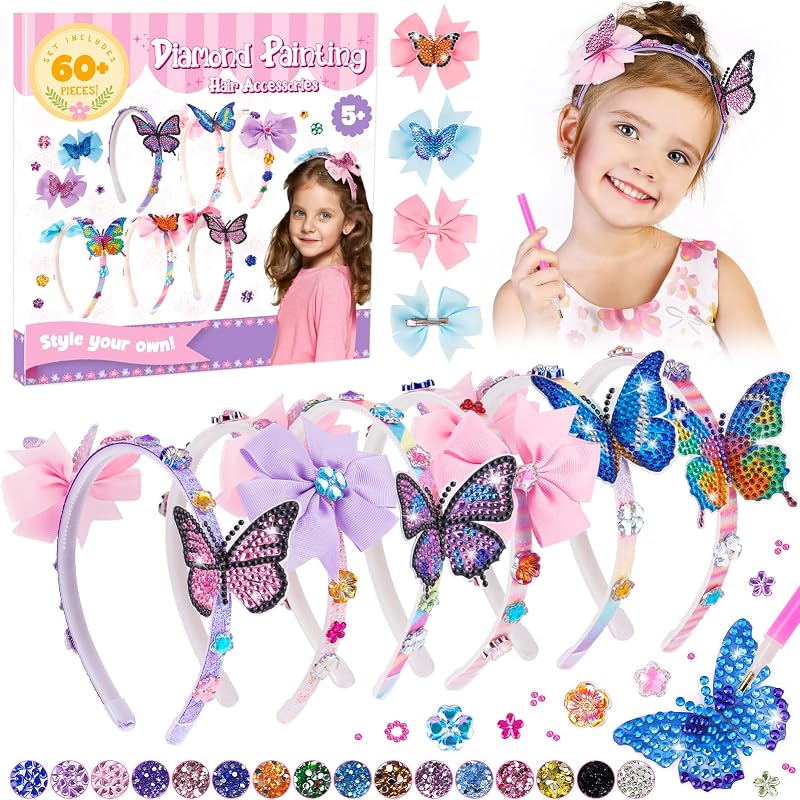 TMGOT Diamond Painting Headband Craft Kit for Girls Age 5-11 - Art Party Gifts