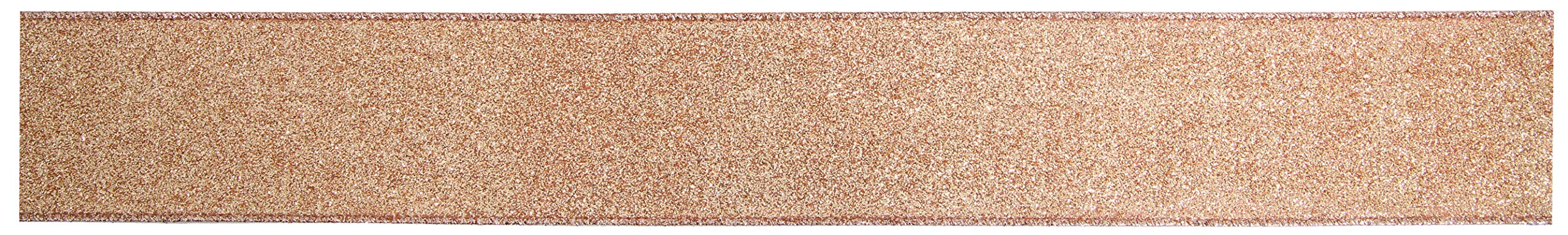 Oaktree UK Eleganza Sparkle Wired Edge Ribbon 63mm x 9.1m Rose Gold No.87, ROS eGold