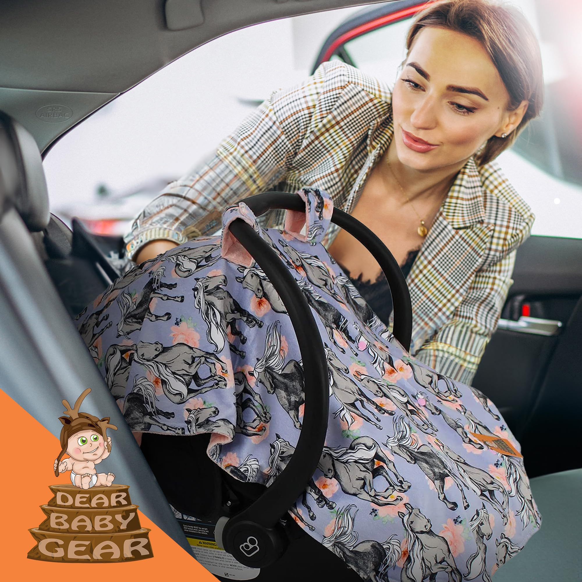Dear Baby Gear - Car Seat Canopy - Infant Car Seat Covers - Carseat Canopy for Boys and Girls - Car Seat Cover w/Snap Opening - 40