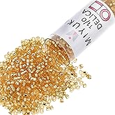 Miyuki Delica Seed Beads – Size 11/0 (1.6 mm), DB0042, Silver-Lined Gold, 7.2 g, Approx. 1440 Beads, Made in Japan