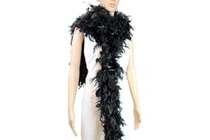 FLYDREAMFEATHERS 80 Gram 2 yards Long, Chandelle Feather Boa 10 Color, Great for Party, Wedding, Halloween Costume, Christmas Tree Decoration