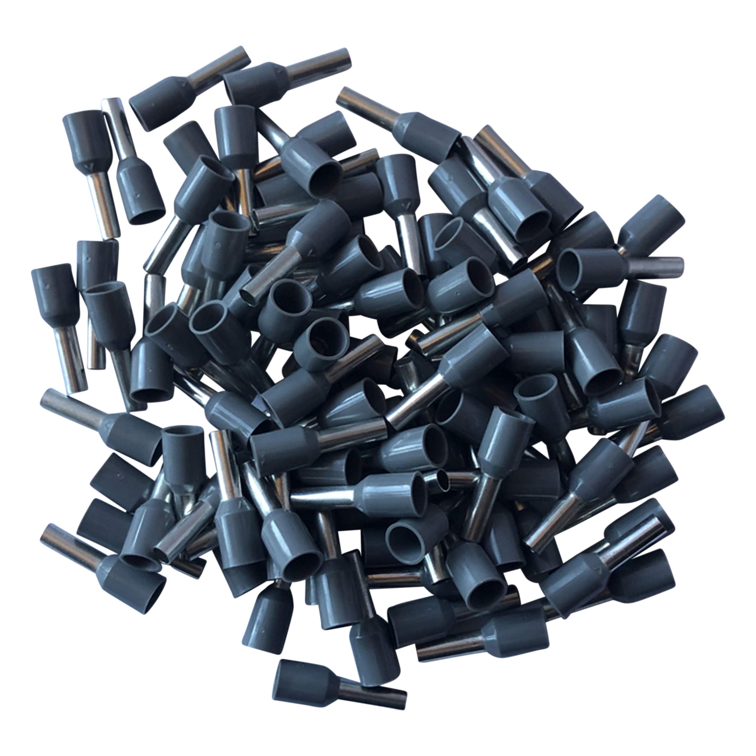 GTSE 100 pcs Grey Single Entry 4.0mm² Bootlace Ferrule Connector Insulated Cord Pin End Terminals