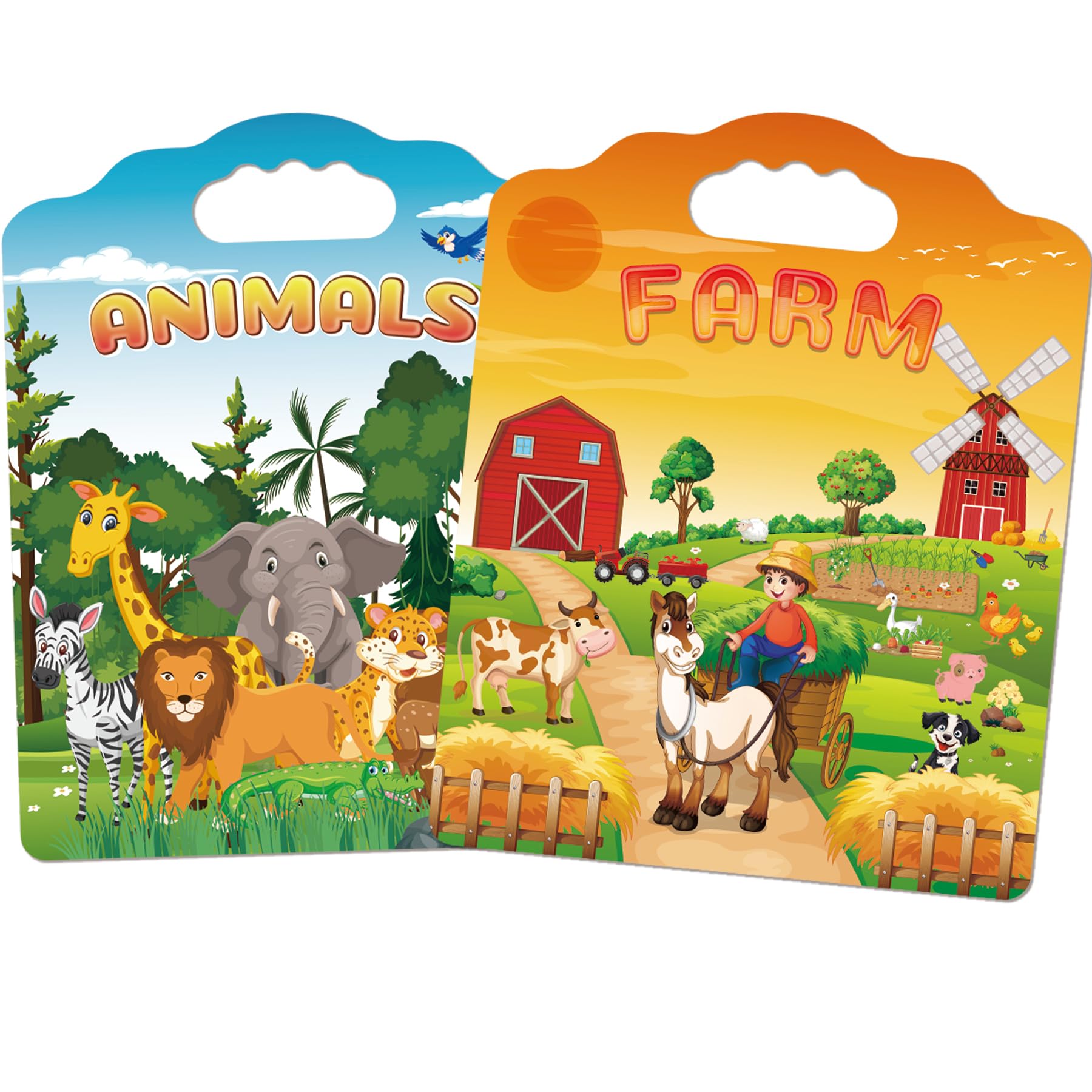 Photo 1 of 2 Set Reusable Sticker Books for Toddlers 2-4 Years, Puffy Reusable Sticker Activity Book for Kids Toddlers 1-3 Girls Boys Birthday Gifts Include Animal & Farm
