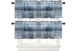 debraleye 2 Pack Navy Blue Window Valances, Abstract Art Valances for Windows Treatment, Farmhouse Rod Pocket Decorative Curtain Valance for Bathroom Bedroom Living Room, 54 X 18 in Blue, 2 Panel