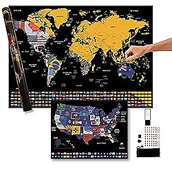Global Walkabout- Scratch Off World FLAGS Map Large