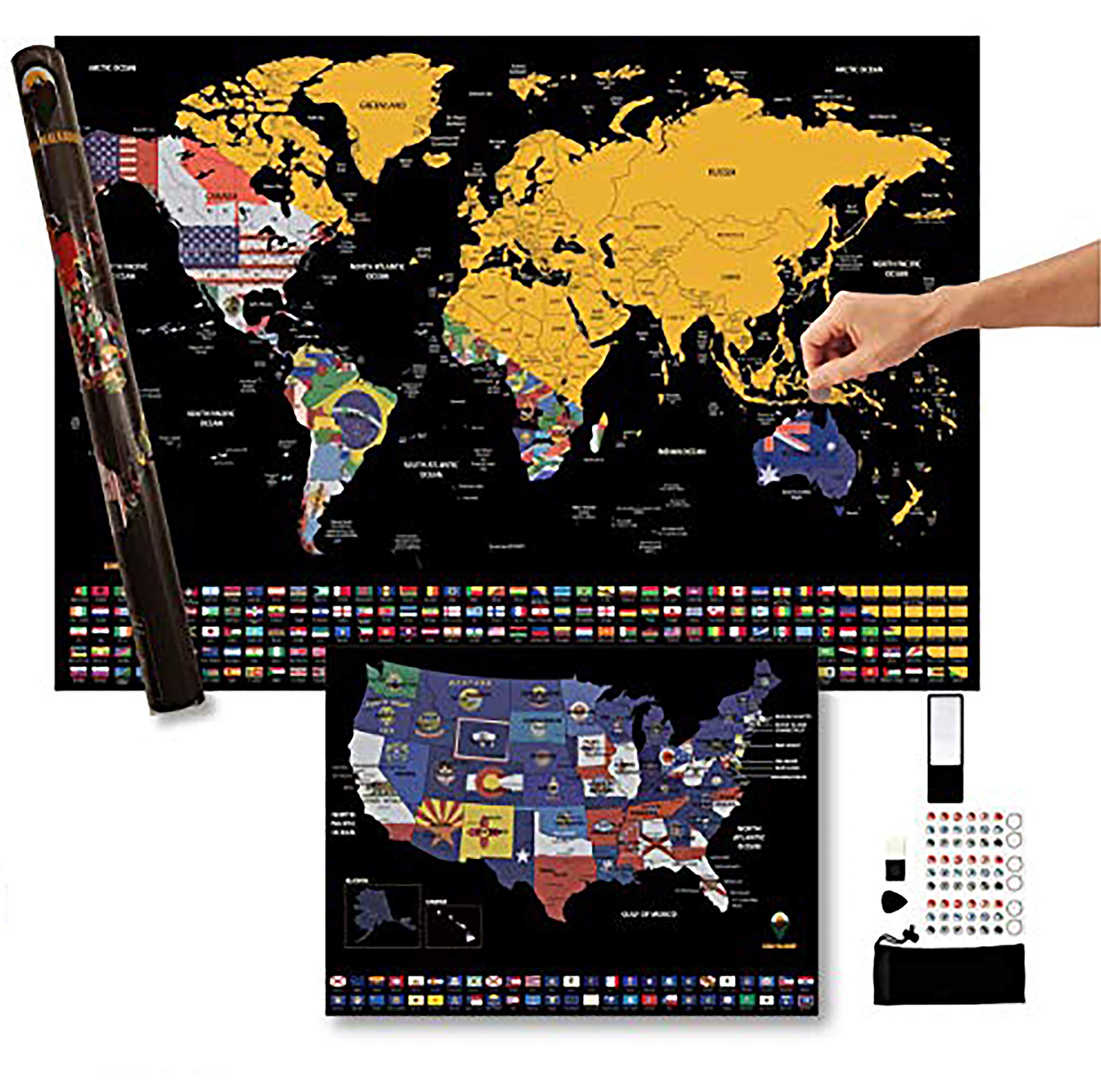 Global Walkabout- Scratch Off World FLAGS Map Large