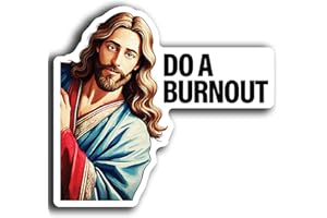 Do a Burnout Sticker Decal 3-Pack – Funny Jesus Peeking Vinyl Car Window Decals – Durable Weatherproof Stickers for Cars, Trucks, and Laptops - KCD4065