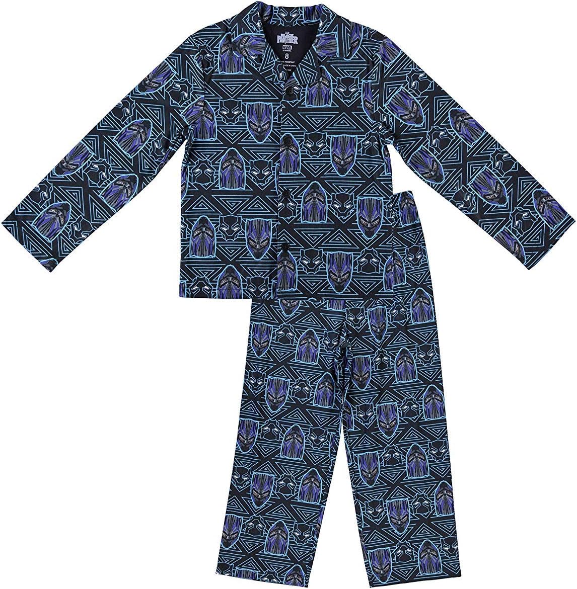 Marvel Boys Black Panther Pajamas - 2-Piece Long Sleeve Pajama Set (Black, 10)