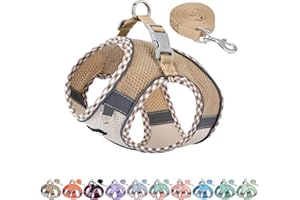 AIITLE Tiny Dog Harness - Lightweight Mesh Step-in Vest for Puppy, Reflective & Escape-Proof Design with High-Stick Magic Tape - Indoor/Outdoor Use for Chihuahua, Maltese, Shih Tzu(Brown-Beige, XXXS)