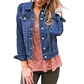 LookbookStore Women's Basic Long Sleeves Button Down Fitted Denim Jean Jackets