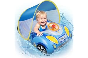 Baby Pool Float with Canopy : Baby Float with UPF50+ Protection Baby Swim Float Tooder Baby Swimming Ring Olycism Toddler Flo