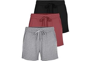 Real Essentials 3 Pack: Womens Ultra-Soft Athletic Lounge Casual Sweat Shorts with Pockets (Available in Plus Size)