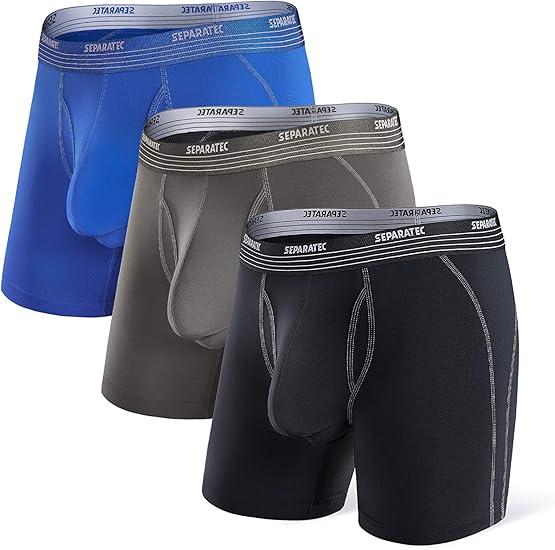 Separatec Men's Underwear 3 Pack Dual Pouch Sport Quick Dry Performance Boxer Briefs Amazon.co