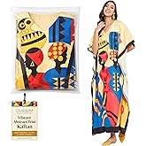 Oussum Women Polyester Casual Kaftan Long Plus Size Summer Beach Caftan Cover Ups Maxi Dresse for Ladies Boho Lounge Outfit