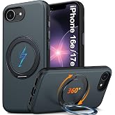 Oterkin for iPhone 17e/16e Case with 360&deg; Spin Mag-Stand, Color-Blocking | Fit for Magsafe,360&deg;Ring Stand Free Hands | 15FT-Shockproof,Non-Slip| Slim Phone Case for iPhone 16e/17e for Men/Women/Teens