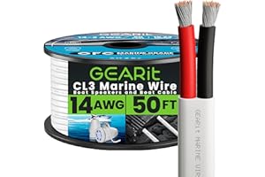 GEARit 14 Gauge Marine Wire, 14/2 AWG (50ft) Marine Grade Tinned Copper Oxygen Free, Duplex 2-Conductor Insulated Red & Black
