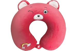 Darler Kids Neck Pillow for Travel, Road Trip Essential for Neck Supporting - Memory Foam Kids Traveling Pillow Suitable for Boys and Girls Hot Pink Bear