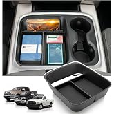 Sinminou Center Console Organizer for 2015-2018 Dodge Ram 1500 Accessories | for 2016-2018 Dodge Ram 2500/3500, Only for Bucket Seat Console, ABS Matte Finish, Soft Silicone Pads, Interior Accessories