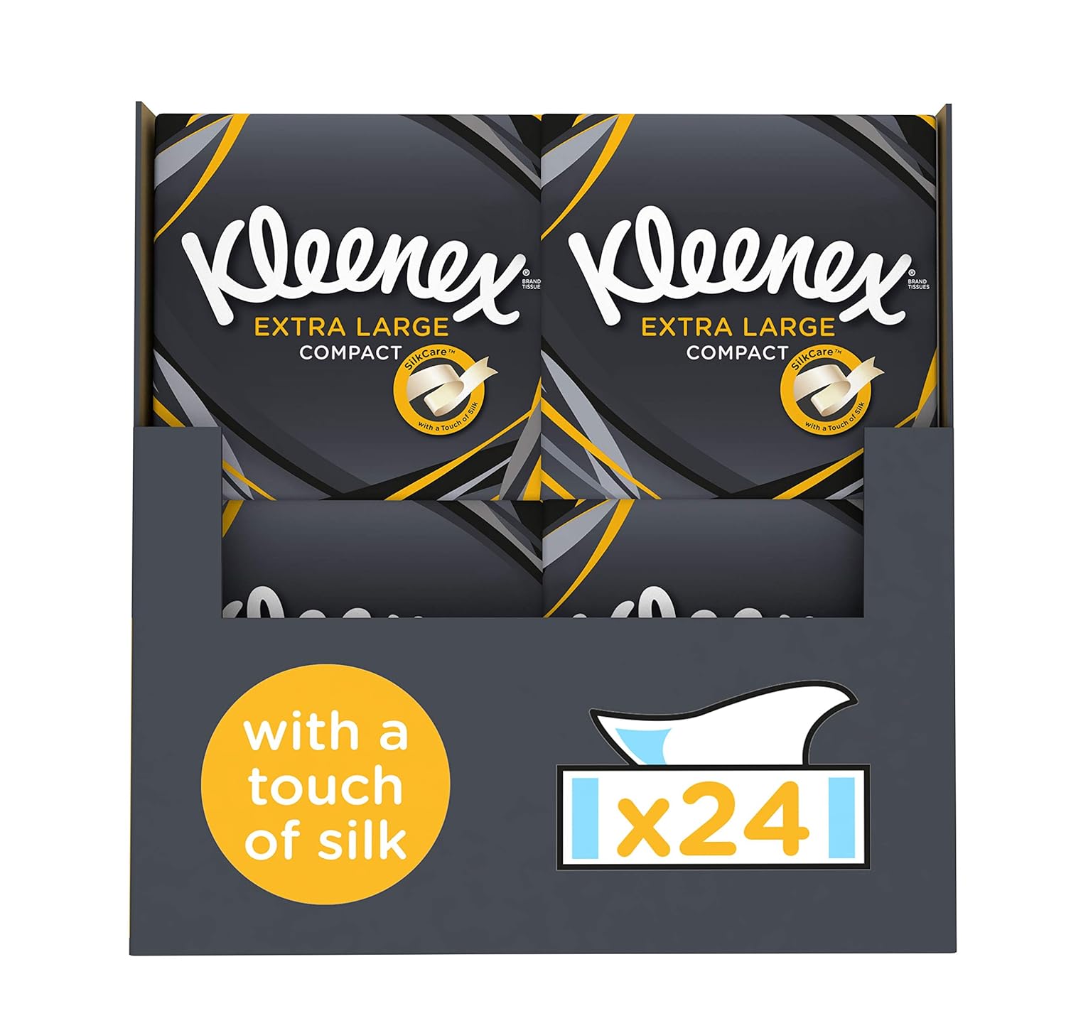 Kleenex Extra Large Mansize Facial Tissues, Pack of 24 Compact Tissue Boxes (1056 Tissues Total