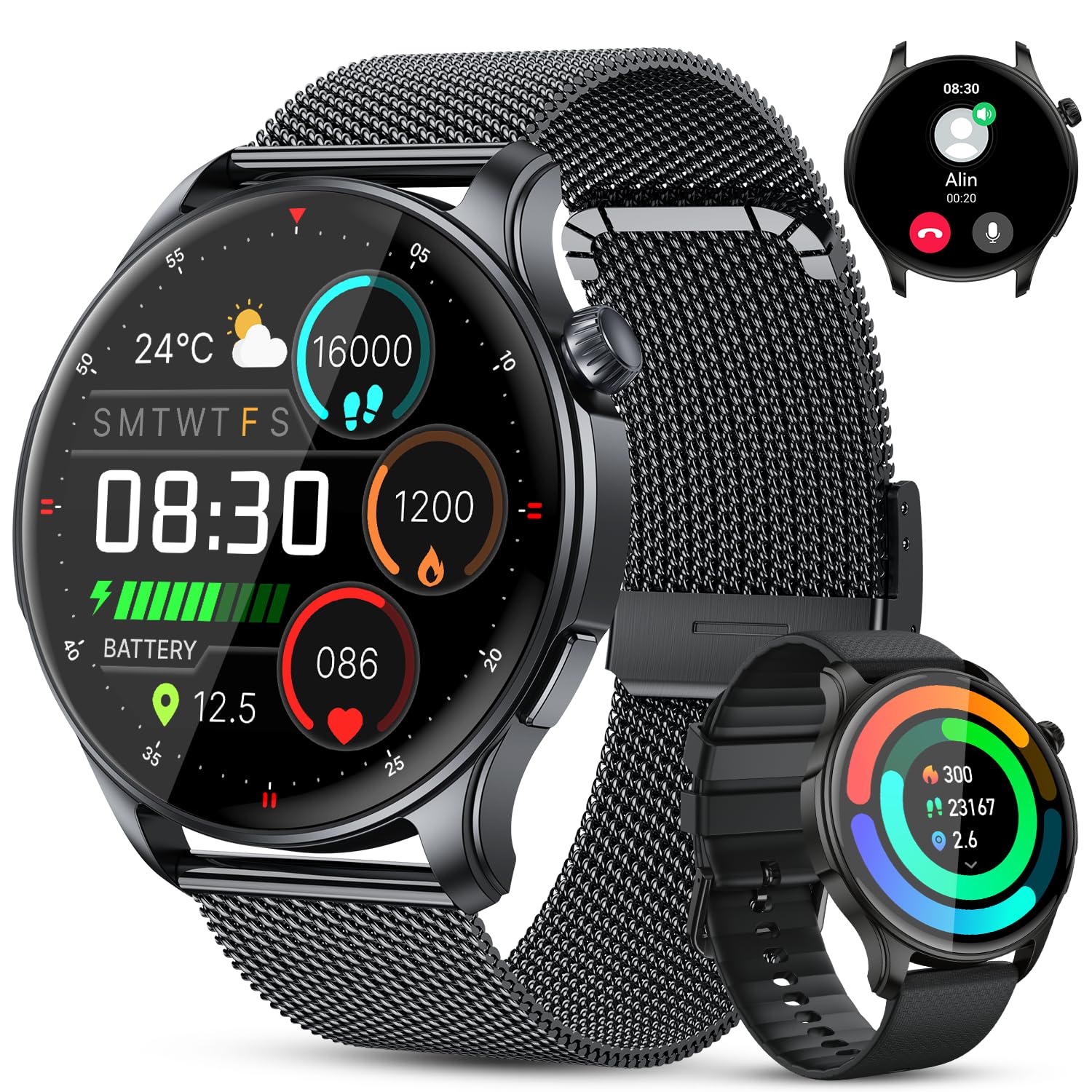 Photo 1 of Smart Watch for Men Women Fitness: Make Answer Call Running Digital Mens Watches Waterproof Smartwatch Android Phone iPhone Samsung Compatible Step Pedometer Tracker Heart Rate Sleep SpO2 Monitor