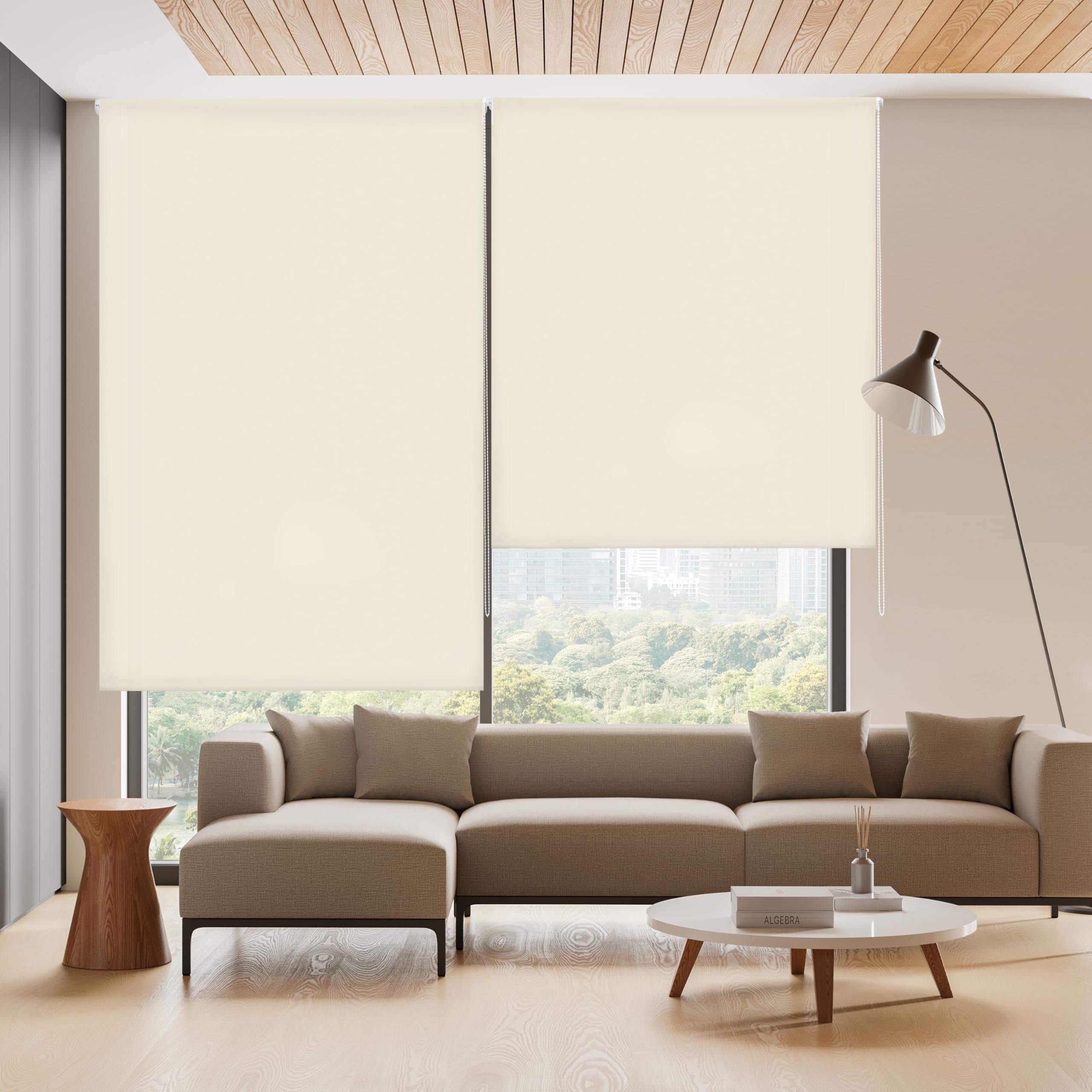 Blindecor Ara - Plain translucent roller blind, beige, 80x175 cm (width x height)