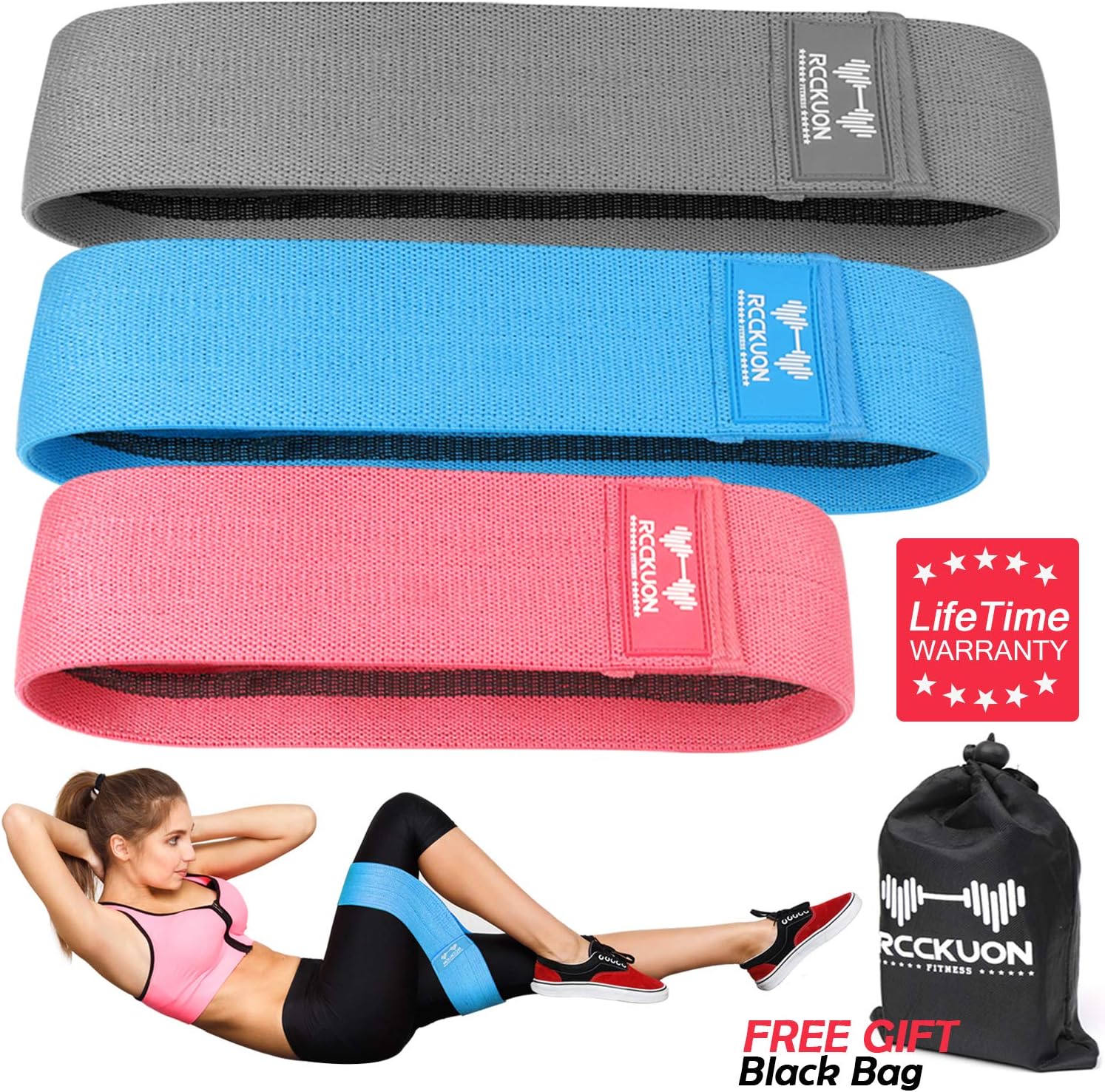 RCCKUON Resistance Bands for Legs and Butt, Exercise Band Hip Band Workout Band Stretch Fitness Bands Resistant Bands Resustance Bands Sports Mini Booty Bands Wide Resistance Loop Bands